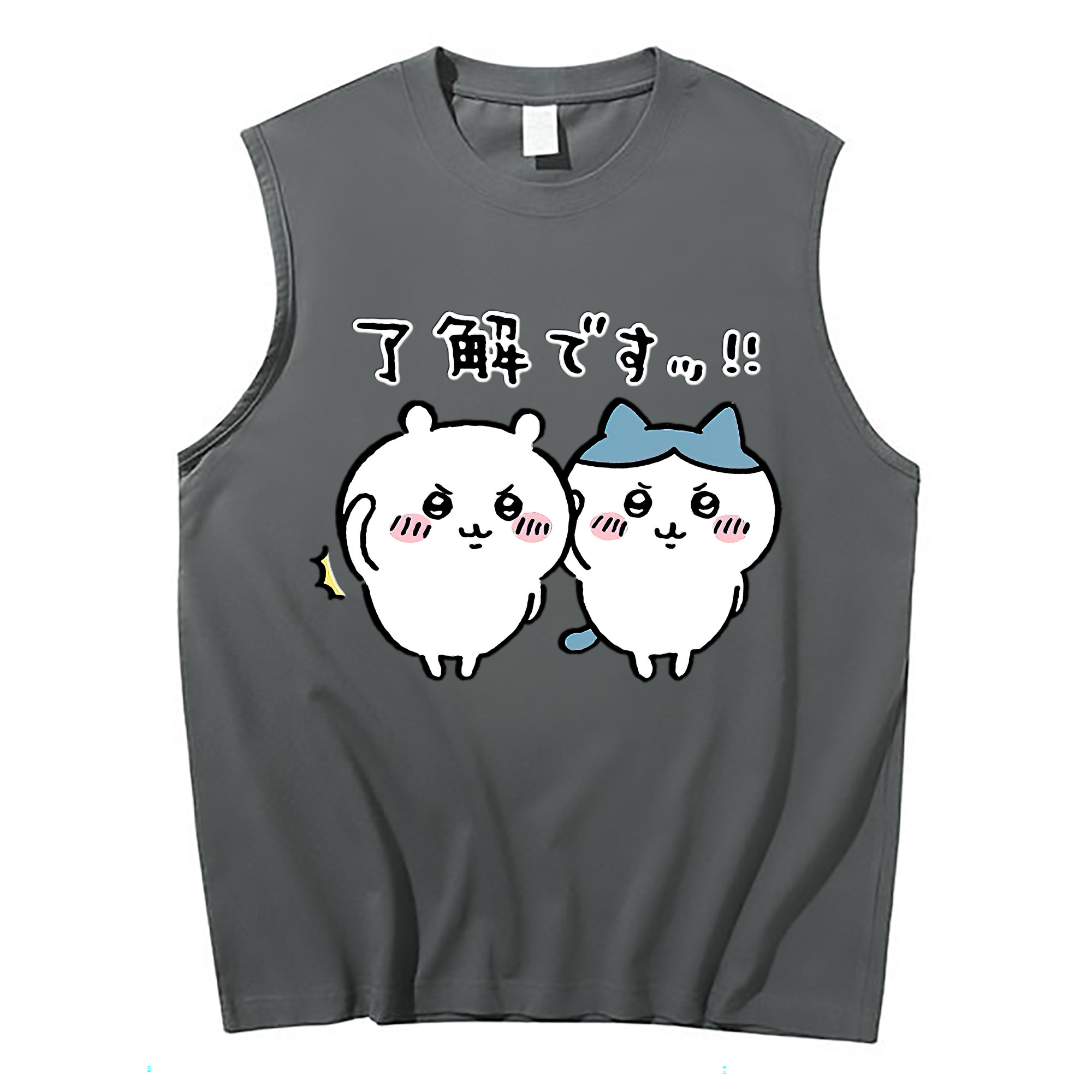 （画像用） ちいかわ ハチワレ Chii-kawa hachiware コットン100％タンクトップ（フロントプリント）